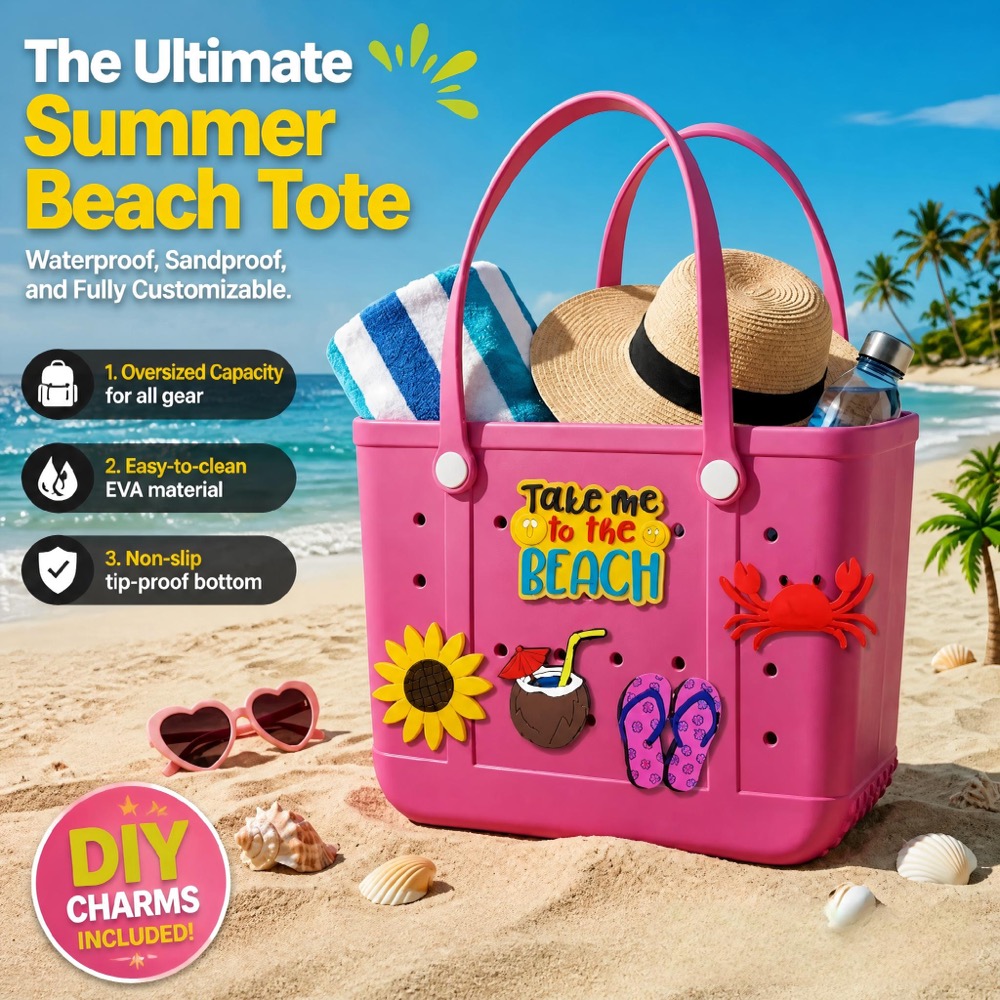 Packaging - Ladies Oversized Rubber Beach Bag Handbag,