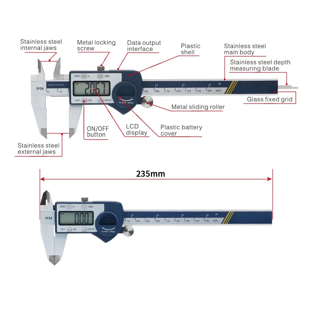 IP54 0-150mm Digital Vernier C - Digital Caliper 150Mm Stainless Steel recension och pris