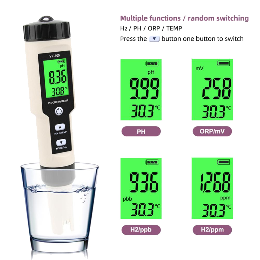 4 in 1 YY-400 PH/ORP/H2&TEM Me - Ph Meter Digital Water Tester recension och pris